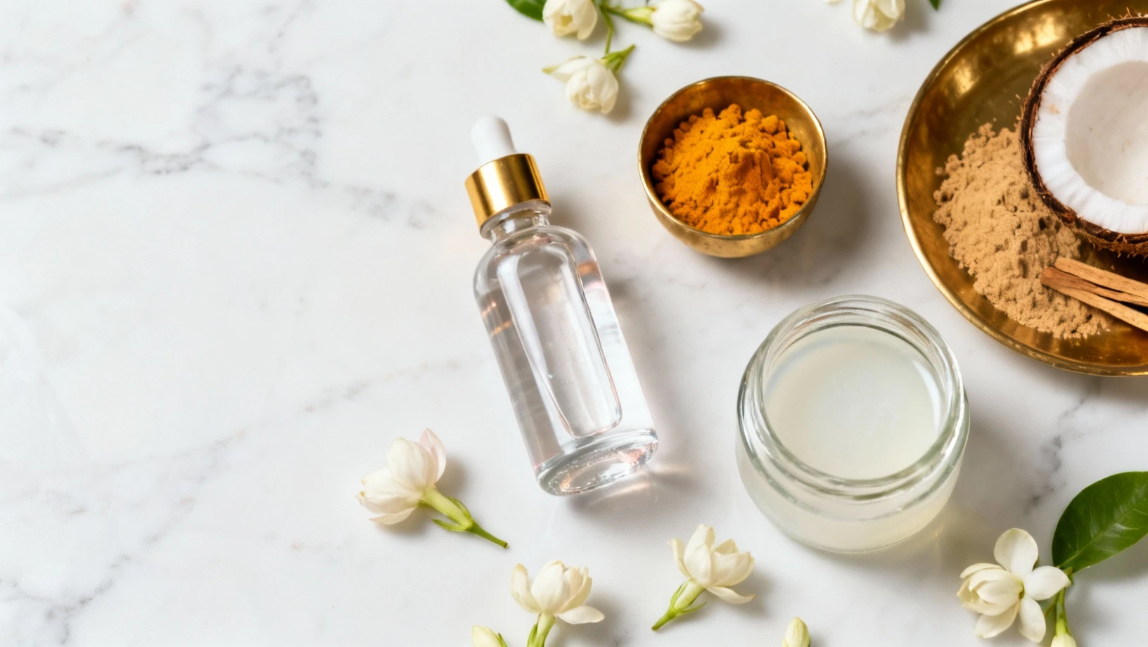 Soin du visage ayurvédique avec masque au curcuma et ingrédients naturels indiens