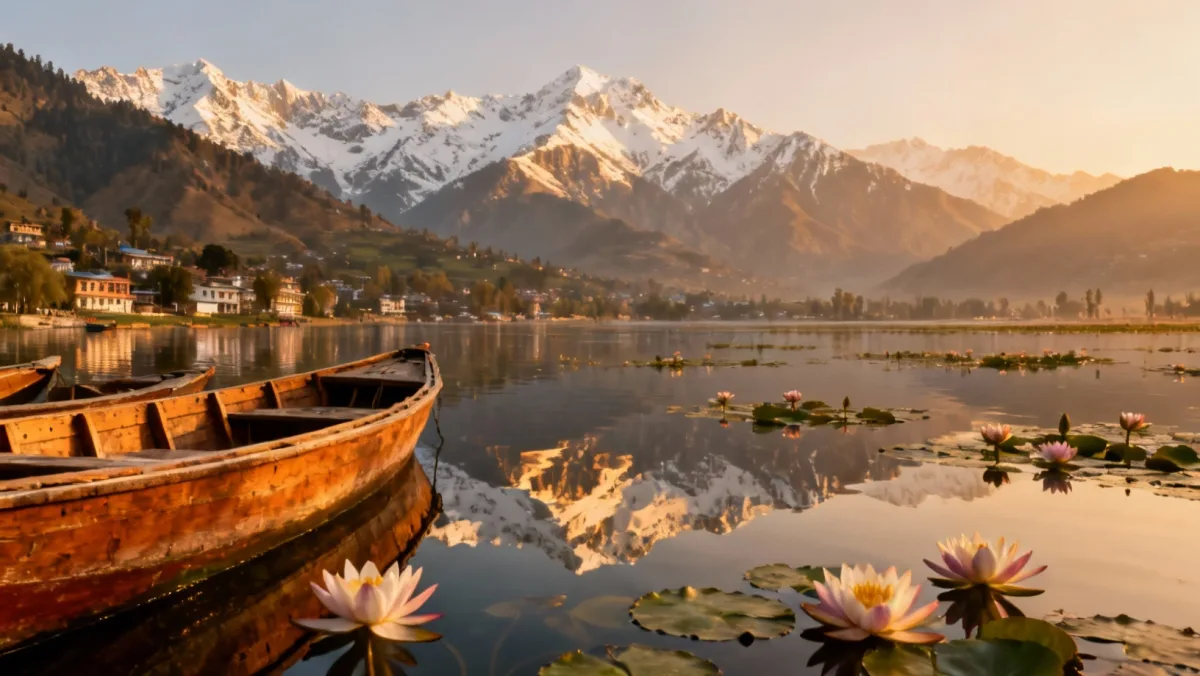 Paysage du Kashmir — Lac Dal et montagnes de l'Himalaya